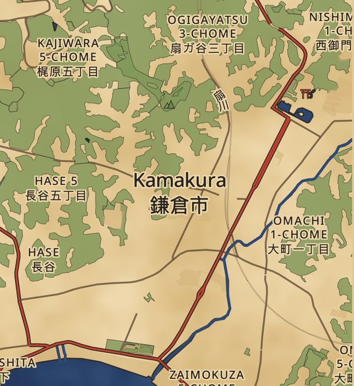 鎌倉の地図、雰囲気「江戸の古地図」