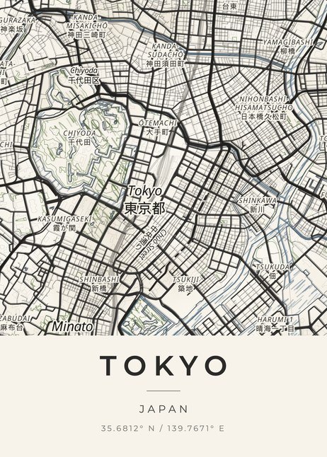 東京の地図、雰囲気「手描きの地図」