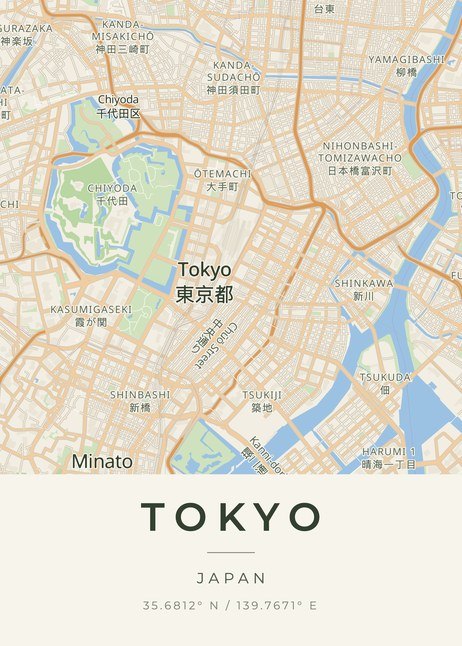 東京の地図、雰囲気「自然の中で」