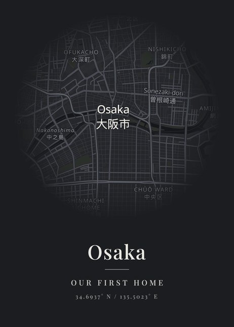 大阪の地図、雰囲気「夜の街」