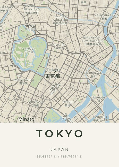 東京の地図、雰囲気「山と谷」