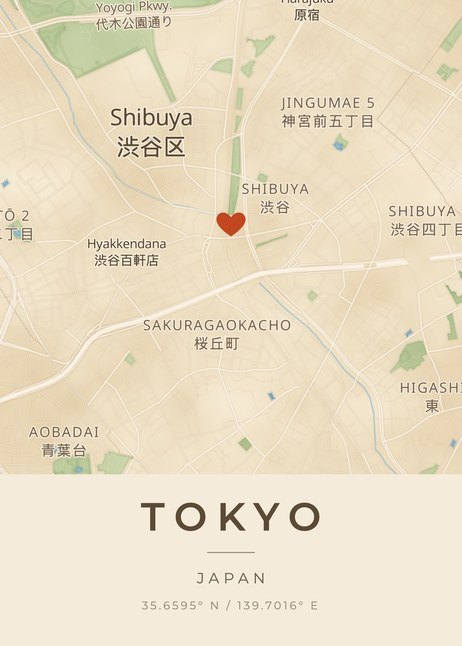 東京の地図、雰囲気「水彩」